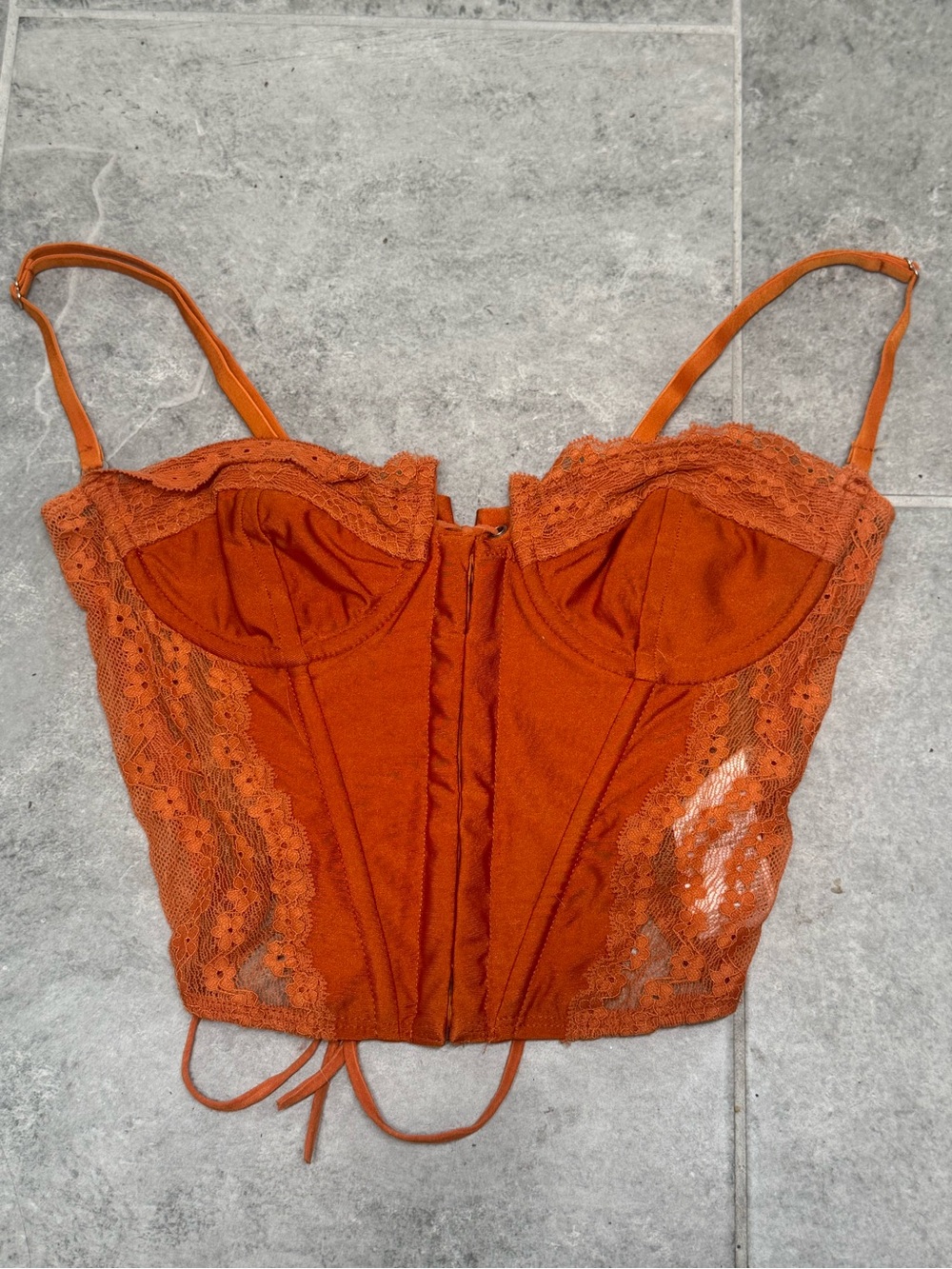 Edikted Rust Lace Corset  Top